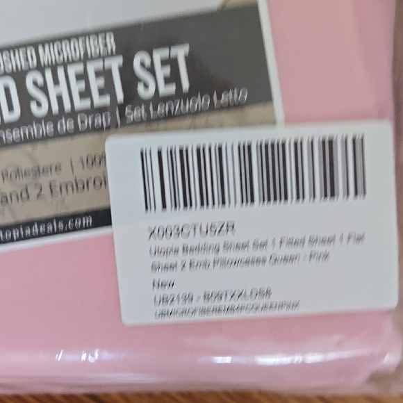 Pink Embroidered Sheet Set - Queen - Picture 2 of 2